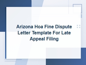 Arizona Hoa Fine Dispute Letter for Late Appeals