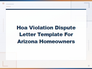 Arizona Hoa Violation Dispute Appeal Letter Template