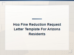 Arizona Hoa Fine Reduction Request Letter Template